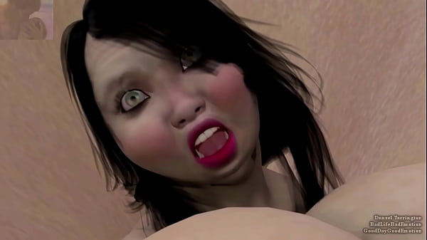 A woman eats a lolipop and grows bigger