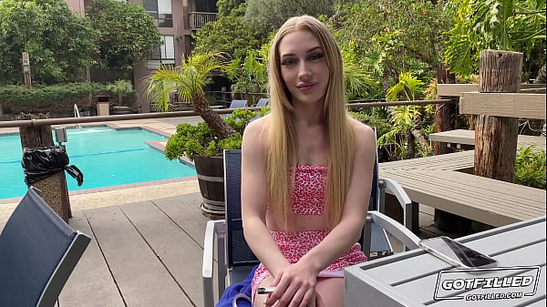 Tiny blonde hottie has her tight hole stretched out