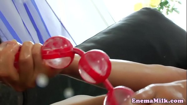 Enema lesbians fisting and toying ass  