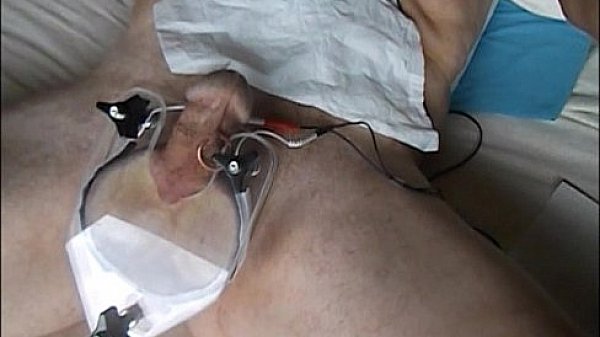 Crushed balls electro t. to hands free cum