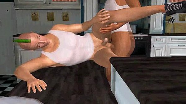 In the kitchen a stud with a mowhawk gets fucked