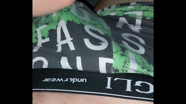 GUY STROKES THROUGH PANTIES AND SHOWS HIS DICK!