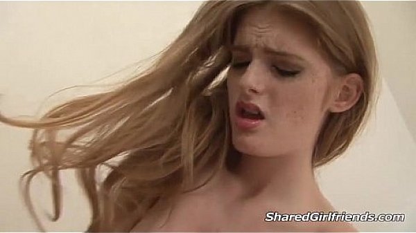 Busty blonde girl fucking a machine