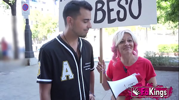 Sandra V kisses men and women in the street looking for her ultimate stud!