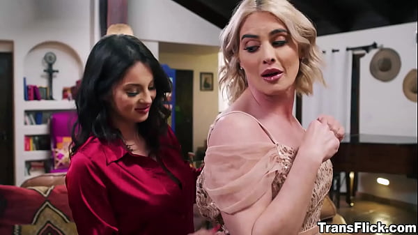 Maddy May taking Lucy Harts hard she cock deep from behind 