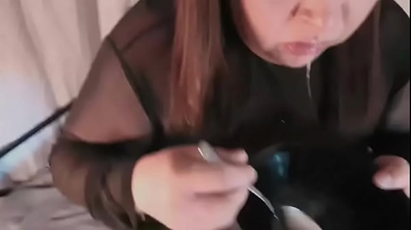Sexy BBW Bowl Cum Eating and Fucking