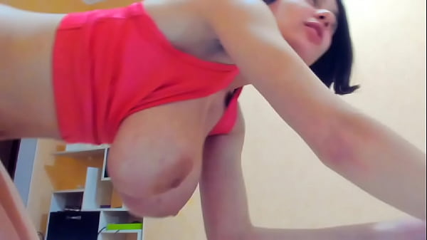 Gorgeous naughty brunette Myla Angel in topic with boobs out, plays her pussy, tits and nipples!  