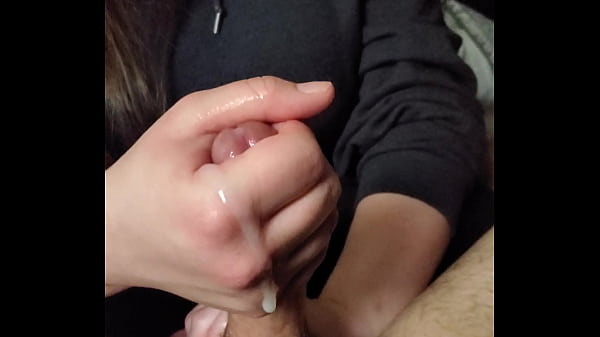 POV sitting between my legs jerking me off 