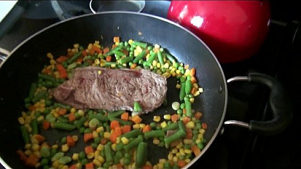 HOT and horny GF helps her man celebrate steak and a blowjob day