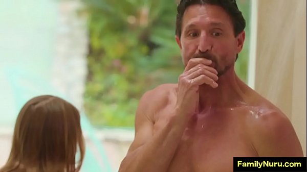 Stepdad getting nuru massage from his hot skinny - family sex