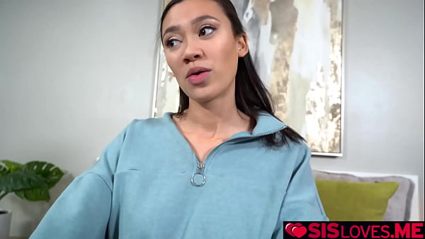 Stepsister Madi Laine strips and start sucking her stepbrothers cock as payment for what he did for her 