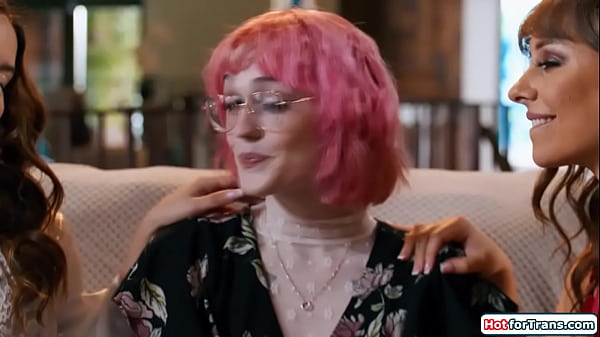 Angel n devil decide  to have a sexduel to win over ts Claire Tenebrarum.The small tits shemale is deepthroated and rimmed.The tgirl gets a footjob