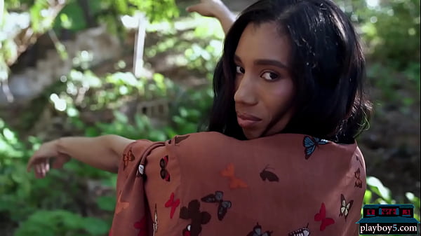 Big juggs black Playmate centerfold model MILF shows off her curvy body