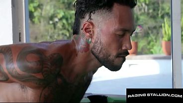 RAGING STALLION - Hung Latino Hugs Kandelas Stretches Ed Torres' Hungry Hole with Girthy Uncut Cock