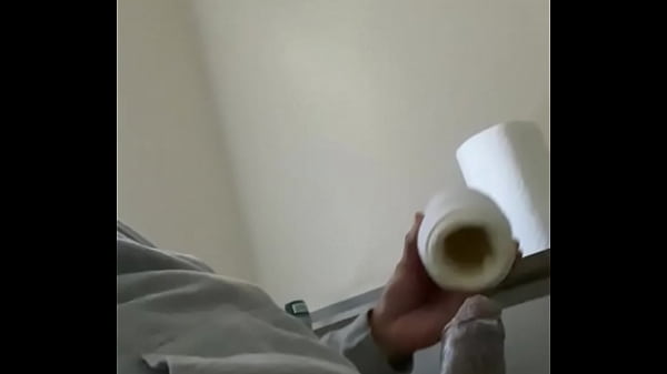 Stroking dick with fake pussy  