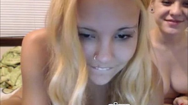 Two Blonde Teens stripping and kissing