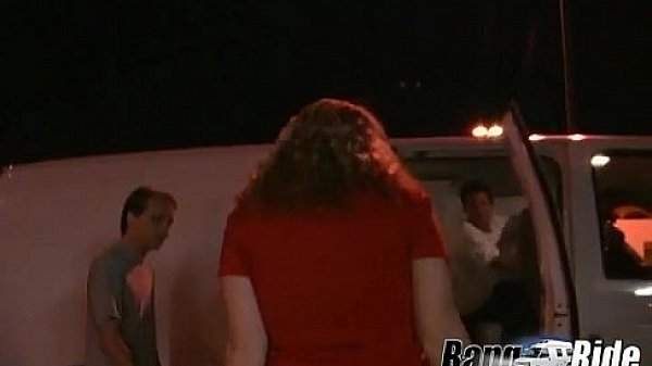 Blond girl does gangbang in the van
