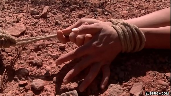 Wierd couple Maestro and Claire Adams picked up hot hitchhiker Amber Rayne in a desert and deep of the road bound her and fuck with dick on a stick