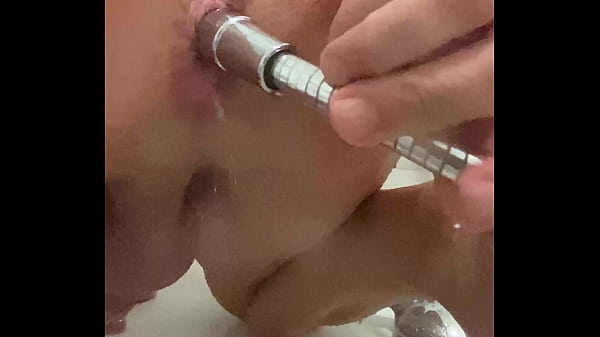 Enema with much water under shower