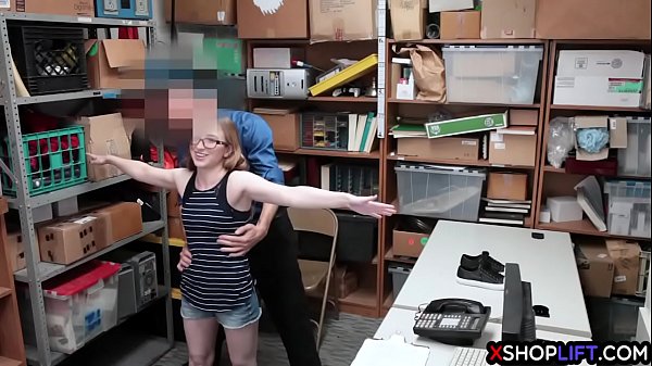Tighty teen shoplifting with small tits busted and fucked by security guys big dick in his back office after she didnt want to cooperate with him  