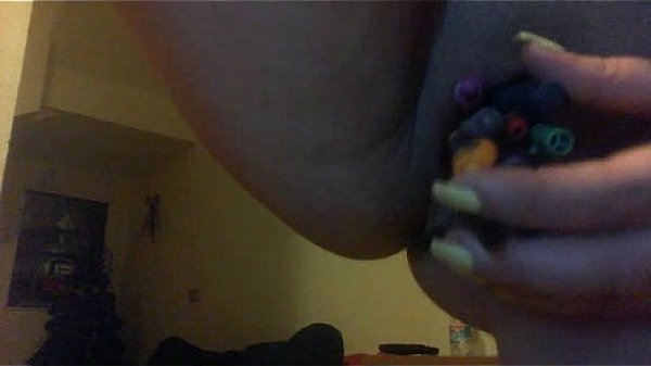 Webcam slut slaps tits and puts pens in pussy part 2