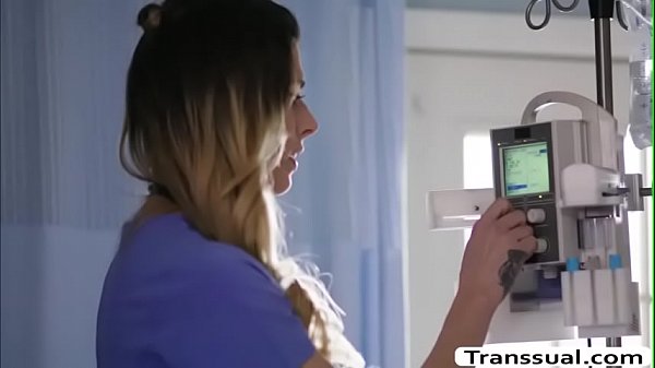 Horny patient lets his shemale nurse massage his legs and his hard big cock.The shemale nurse starts sucking his big cock passionately and in return the patient licks her ass first to makes it wet before he fucks it so deep and hard. 