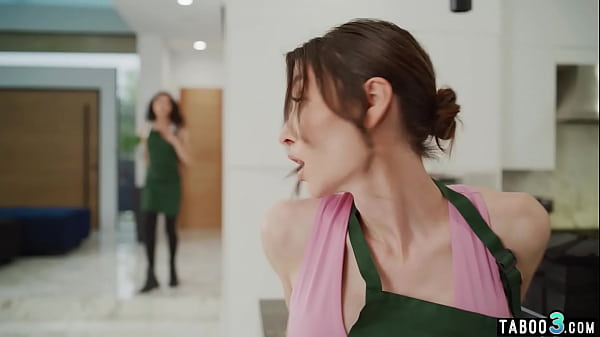 Bespectacled CIS slut Leana Lovings fucked by two skinny shemales 