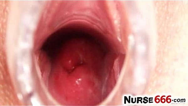 Dirty teen Gabina fucks herself on gyno clinic chair