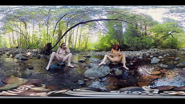 Tempting Yanks beauties Anna and Belle sitting across from each other in a beautiful forested creek, using their hands to explore their gorgeous pussies and make themselves cum hard, their energy is palpable in this awesome 360 video