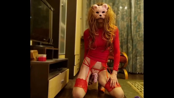 Sissy Cd dildo anal fuck and swallow cum from condoms