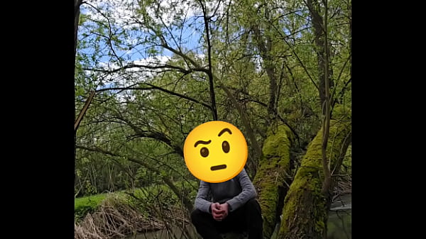 Outdoor wanking at the river, almost caught  