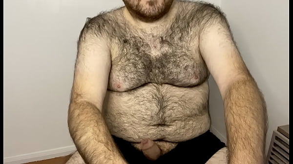 stroking my fat uncut penis and eating my load of cum  