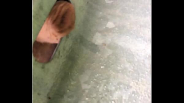 Risky Outdoor Masturbation with Road Safety Rail