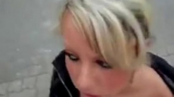 Super cute girl blows cock in public