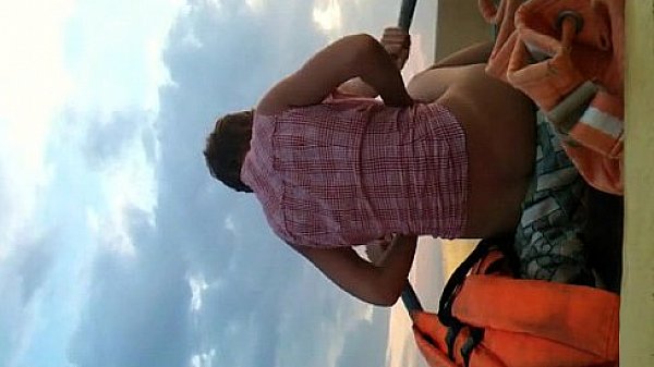 Blond stud ravishing his tanned woman in a rubber boat