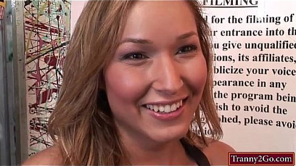 Sexy blond shemale Khloe Hart with small tits screwed in ass