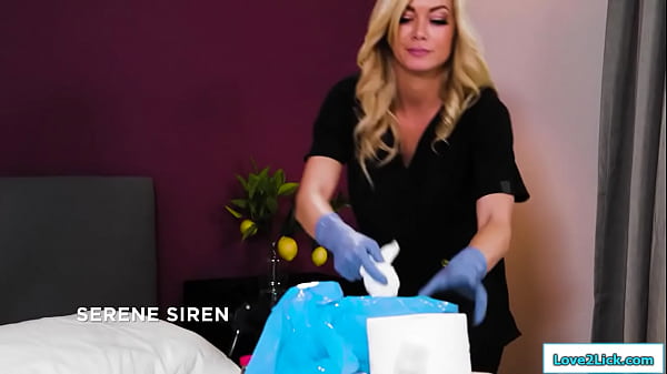 Teen is cleaning an hotel room with her stepmom when she finds a bra.She seduces her to try it on and they suck tits.She asslicks her and facesits her