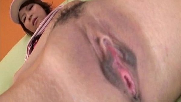 Miriya Hazuki sexy Asian candy striper fingers hairy pussy while on the couch in hot solo show inclu