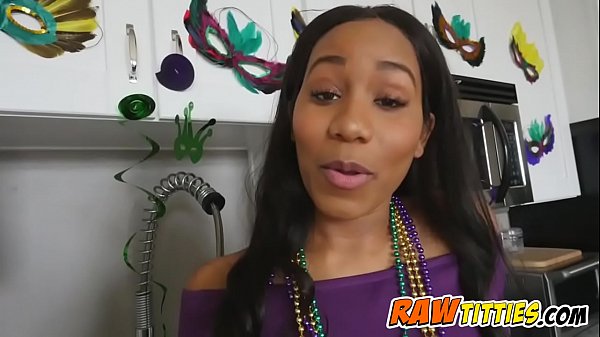 Ebony hottie riding big white boner