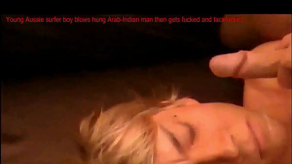 Young white Aussie surfer boy dominated by Arab-Indian mixed man