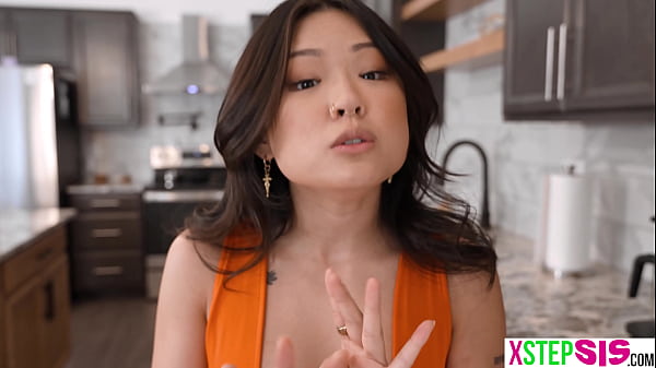 Caught my Asian teen stepsis sucking my stepdad his big cock