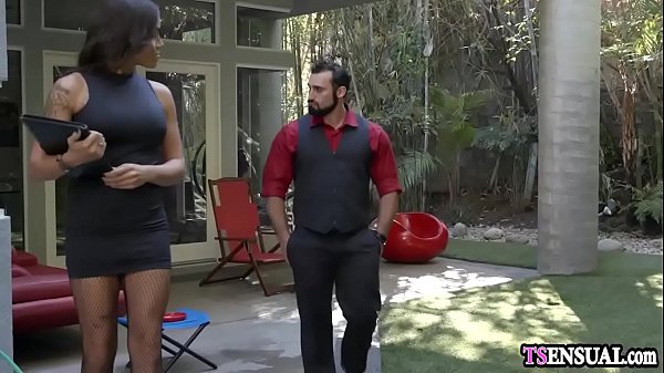 Realtor shemale with big tits anal fucked by a client