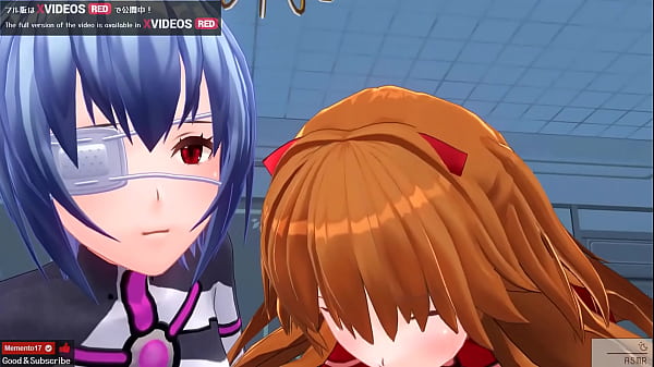 エロアニメ　エヴァのアスカ、綾波レイと３P　貝合わせ、ダブルフェラ、中出し　Sample