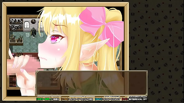 Cute blonde doing a handjob and then a blowjob in El shotenken erotic hentai game  
