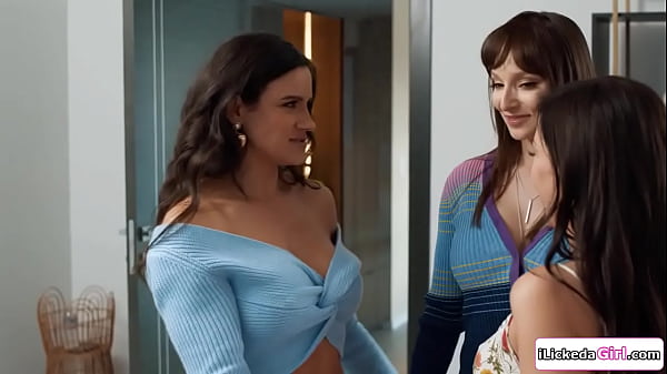 Lexi Luna finds out her lesbian ex gf Penny Barber is dating her stepdaughter.She gets turned on seeing them kiss and joins in for a threesome. 