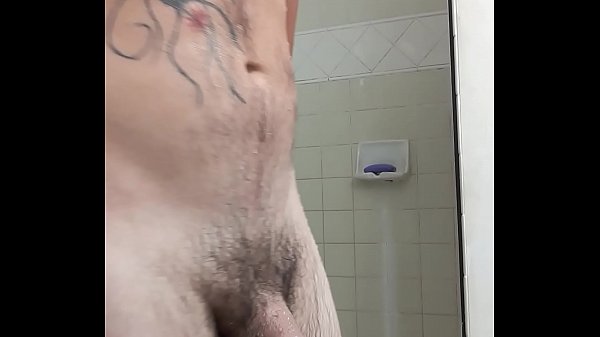 Huge dick taking a shower