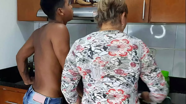 Horny stepmother lets her stepson suck her pussy