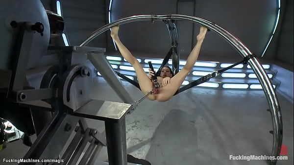 Pigtailed solo brunette Latina babe Sara Luvv strips lingerie to stockings and then fucks machine and gets intense orgasms in various positions