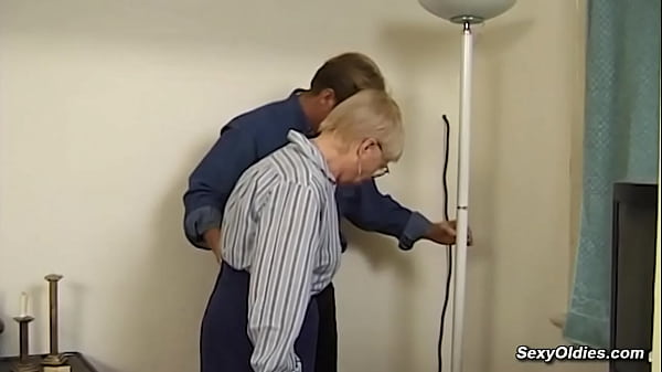 Big cock guy strips short haired blonde German granny Uchina and she sucks his hard dick then he pounds her shaved pussy in reverse cowgirl position