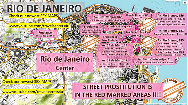 Street Map of Rio, Brail with Indication where to find Streetworkers, Freelancers, Anal, Fucking and Brothels. Also we show you the Bar, Nightlife and Red Light District in the City.